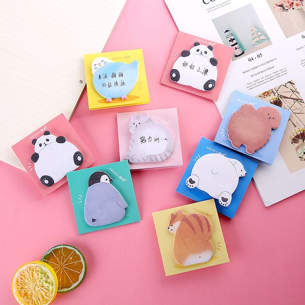 Segnalibro Mengtai 30 fogli Cute Animal Butt Note adesive Memo Pad Segnalibri Kawaii Cat Penguin N Times Fornitura di cancelleria per ufficio Drop Smttj