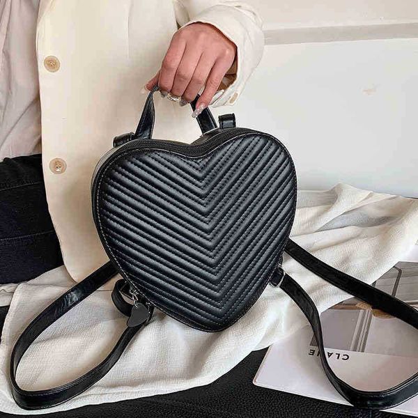 Borsa da sera Moda a forma di cuore Zaino da donna Trend Borsa da giorno in pelle nera G