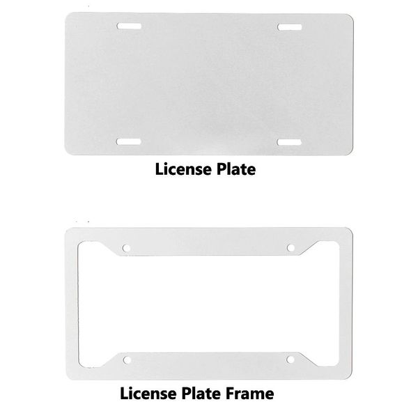 Sublimazione License Plate Blanks License Frame Blanks Staffa in alluminio per autoveicoli in metallo Sublimazione Pratiche etichette per auto b1031