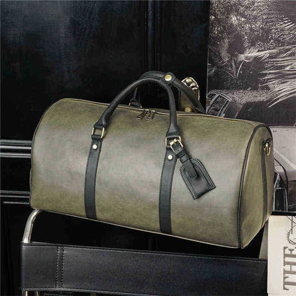 Seesack, Vintage-Reisetasche für Herren, große Kapazität, Handtasche, Sporttasche, Leder, Handgepäck mit Schuhposition, Tragetasche 220728