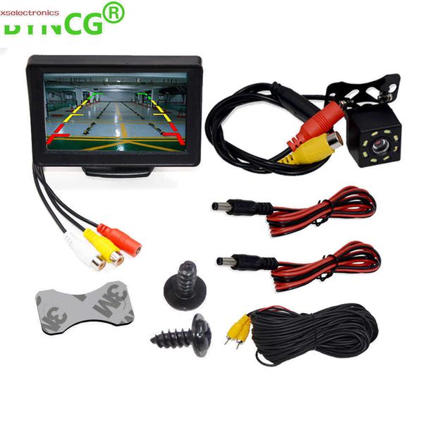 Nuova telecamera posteriore per auto a piede largo Monitor TV LCD a colori TFT da 4.3 Monitor per visione notturna impermeabile Backup 2in1 Parcheggio Reve