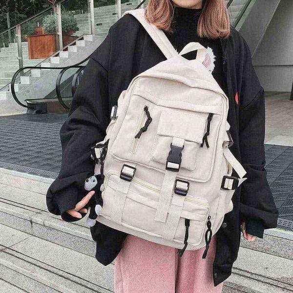 Bolsas escolares novas mulheres garoto nylon backpack de grande capacidade damas estudantes bolsas de faculdade de moda de moda menina viagem ombro 220728