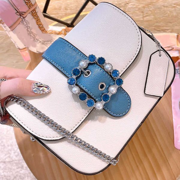 Bolsa Designer BagShoulder Crossbody Bolsa Moda Princesa Jewel Pearl Bag Lady Flip Over Color Pequenos Sacos Quadrados Cadeia de Prata