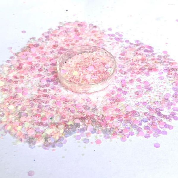 UNIG GLITTER PINK 50G FLAKE MISTURA HEXAGON CRATA ATRIMENTO DE CAMELEON LEXELON POLHON POLNO DIY EPOXY RESIN SLIME