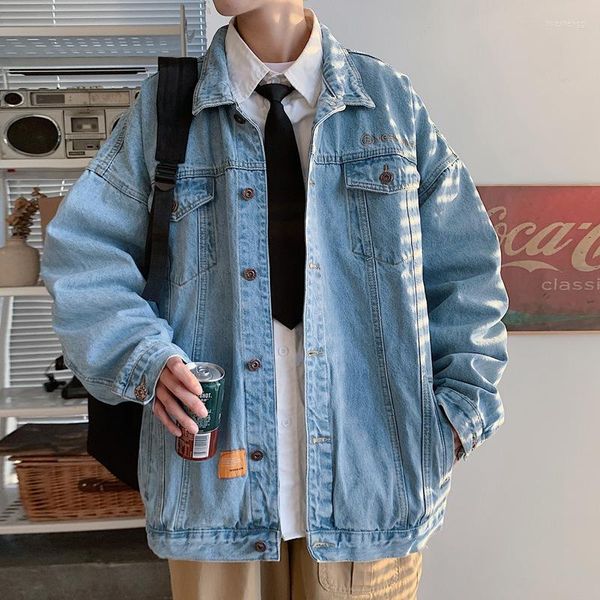 Jackets masculinos de jeans de jeans coreano masculino Spring 2022 Old Washed Color Sold Color Shirt Trend Men