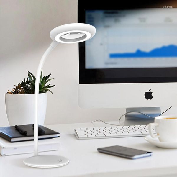 Lâmpadas de mesa White USB recarregável escurecimento sem fio interruptor de toque na noite Trabalhador estudante Proteção ocular Reading LED LED Lâmpada Lâmpada