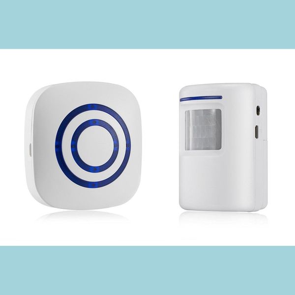 Deodorante per auto The Wireless Driveway Alert Allarme di sicurezza domestica Campanello per porta visitatore Campanello con 1 ricevitore plug-in e movimento Pir Drop Dhaoh