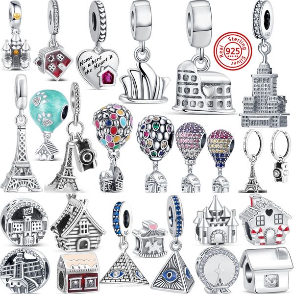 Charms Yeni 925 Sterling Sier Piramit Balon Evi Demir Kulesi Moda Boncuklar Orijinal Pandora Bilezik Kadın Mücevher Drop Smtgk