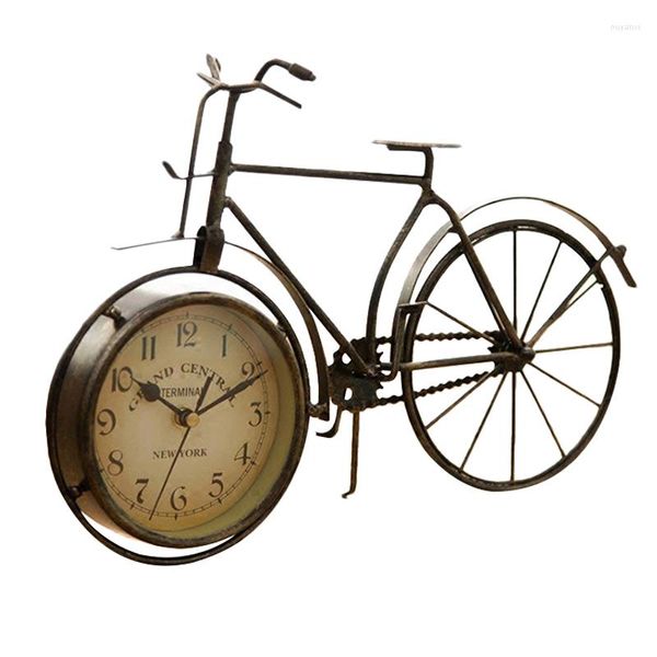 Tischuhren Vintage-Eisen-Fahrraduhr, klassisch, nicht tickend, geräuschlos, Retro, dekoratives Fahrrad für Wohnzimmer, Arbeitszimmer, Café, B