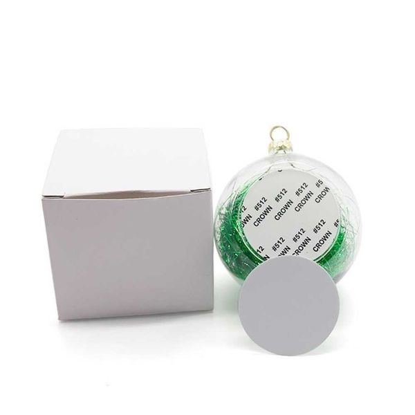 Bolas de Natal de plástico sublimação diy sublimação em branco Glitter Bauble Natal Tree Ornament Dentro de Tinsel Clear Party Decor térmica Termal Transfer Toy RRA327