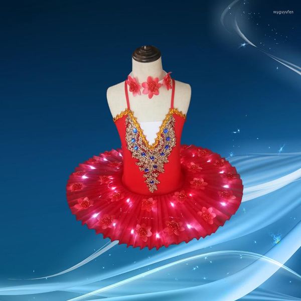 Abbigliamento da palcoscenico Bambini Balletto Danza Professionale Costume da prestazione Luminoso LED Tutu Abito Donna adulta Lago dei cigni Ragazza Tuta Vestiti H651