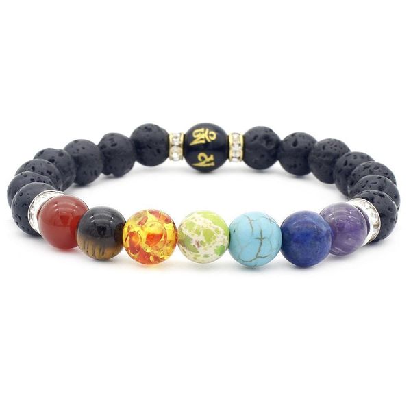 Perlenstränge Lavasteinperlen Armbänder Sechs Wort Buddhistischer Schmuck Armband Alle Arten von Segen Drop Lieferung 2021 Dhkwl Dr Ot2At