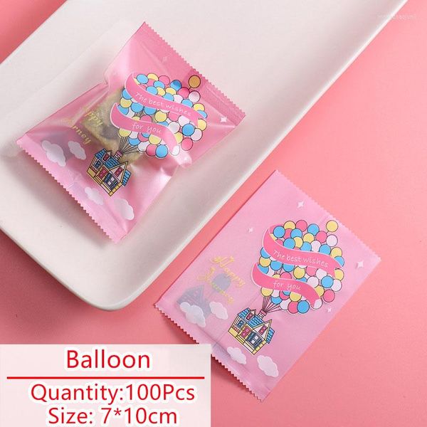 Geschenkverpackung 100 teile/los Süßigkeiten Tasche Cookies Pack Cartoon Bunte Luftballons Muster Hausgemachte Nougat Keks Party Hochzeit Sack Lebensmittel Verpackung Taschen