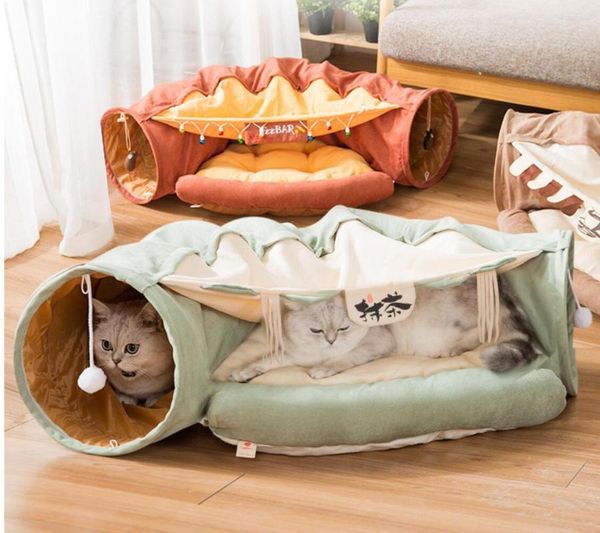 Kedi Taşıyıcılar Tünel Tüp Katlanabilir Çıkarılabilir Evcil Hayvan Etkileşimli Oyun Toys Ses Kağıt Yüzük Çan Yavru Köpek