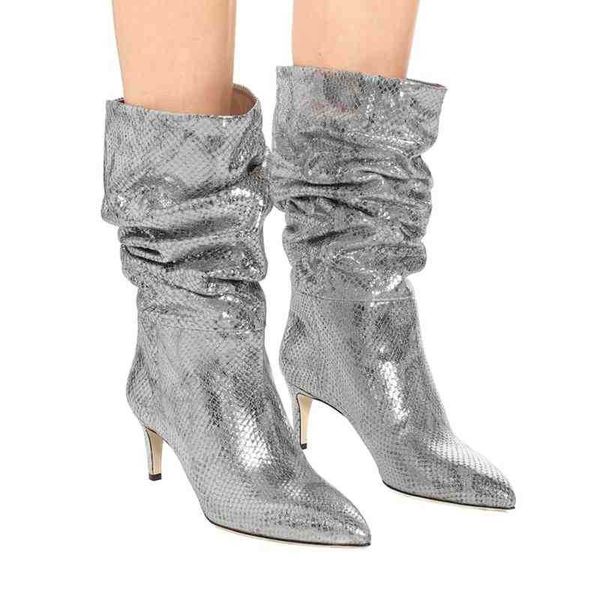 Сапоги в европейском и американском стиле, женские короткие туфли со складками на высоком каблуке-шпильке плюс, в стиле ретро, 220901