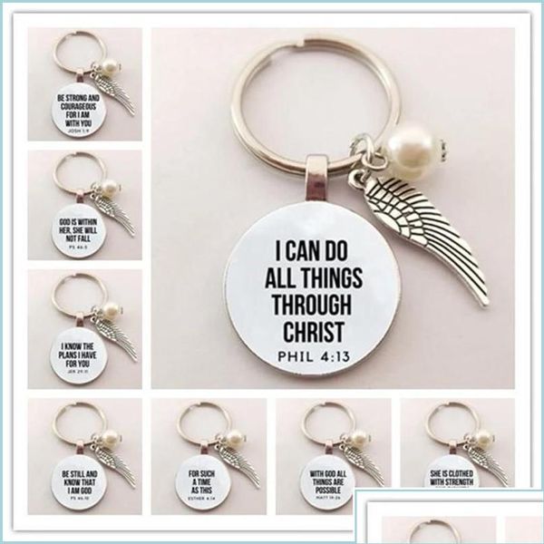 Tornari Canici Bibbia Cate Key Chains Faith Keechain Scrittura Citazione di gioielli cristiani per amici donne uomini ispiratio otvhj