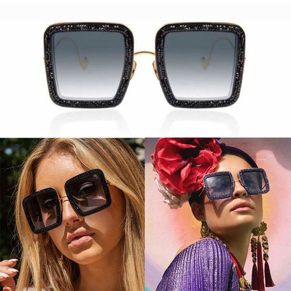 Damen-Designer-Sonnenbrille der Luxusmarke KARLSSON, Metallspiegelbeine, voller Sternblitz, Diamant-Quadrat-Sonnenbrille, modische Elemente, dekorative Brille, Originalverpackung