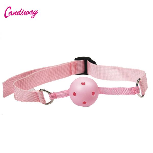 Brinquedos sexuais Masager Massager Jouet Sexuel Candiway Fetiche ajust￡vel Nylon Strap Ball Hollow Ball Ball Oral Gag BDSM Conda￧￣o de Bondage Toys adultos 0hmx 51JV