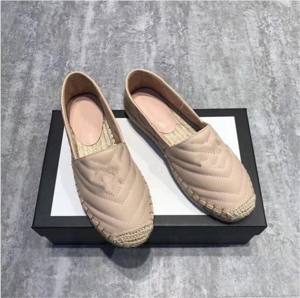 Cord Platform Espadrillas in pelle matelasse Appartamenti Pantofole firmate Scarpe da sandalo da donna Mocassini muli bianchi albicocca rossi Scivoli da donna di lusso estivi