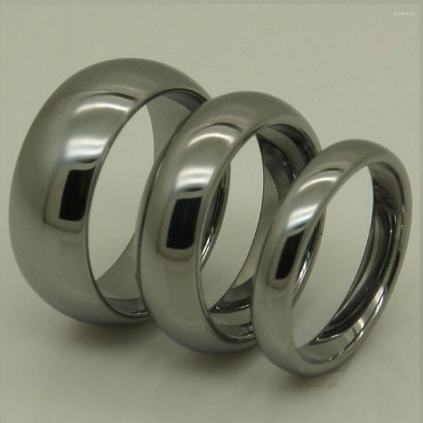 Fedi Nuziali 8mm / 6mm 4mm Carburo Di Tungsteno Lucido Classico Anello A Cupola Per Ragazza Ragazzo Impermeabile Tutte Le Dimensioni