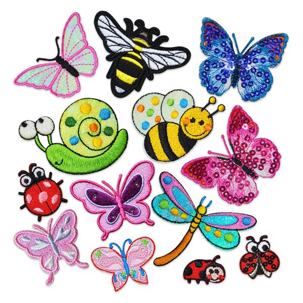 Notions Cute Cartoon Patch Api Farfalla Ferro sulle toppe Cucire su Appliques ricamate Adesivi per arti e mestieri Decorazioni fai da te Abbigliamento Scarpe