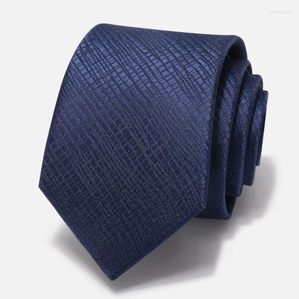 Papillon 2022 Cravatta da lavoro di alta qualità per uomo Abito stile coreano Cravatta Blu navy 7 cm di larghezza Confezione regalo da lavoro per gentiluomo