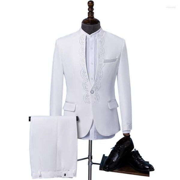 Herrenanzüge Bohrungen für Männer Blazer Jungen Prom Mariage Mode Slim Maskulino neueste Mantel Hose Designs Chorus Kleidung