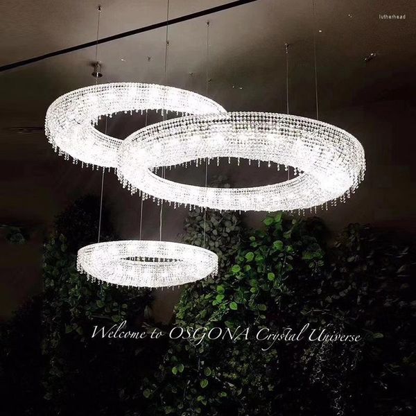 Lustres de lustres modernos anel redondo K9 Lustre de cristal iluminação para luminárias de estar de estar para quarto luminárias de lustre led Cristal