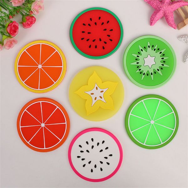 Coaster de frutas tapetes de melancia kiwi em forma de limão montanha-russa isolada por térmico PVC Tabela de caneca de caneca de café