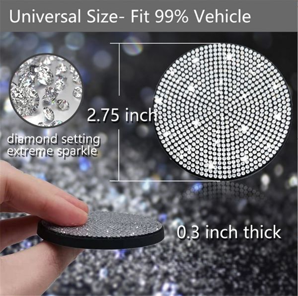 10 Cores Travel Canecas PADs Automotivo Copos de Diamond Charits Coasters de montanha-russa Round Round Non Slip Mats isolados A0003