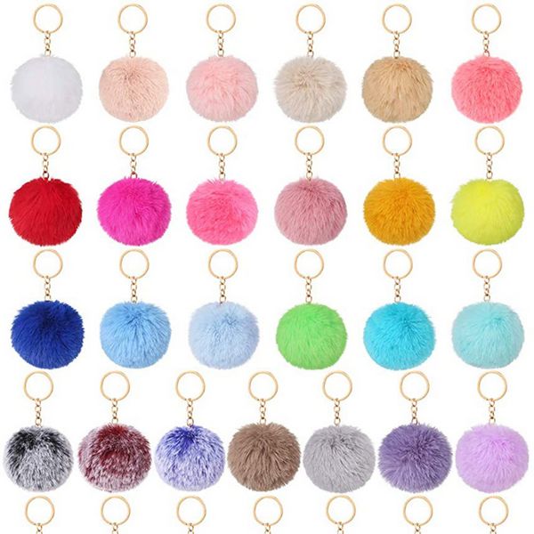 Großhandel Fuzzy Fur Ball Anhänger Für Party Weihnachten Geschenke Schlüsselbund Auto Tasche DIY Nette Schlüssel Ringe b1031