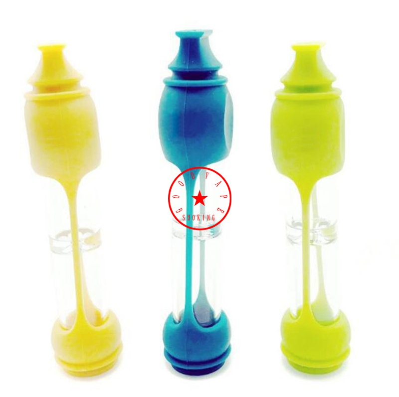 Mais recente colorido silicone pele tubos de vidro seco erva tabaco coletor Taster Bat One Hitter portátil fumar tubo bolso cigarro titular Dugout dicas