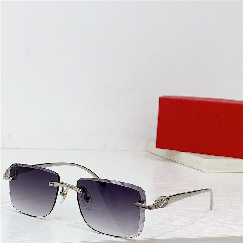 Novo design de moda óculos de sol quadrados 0058O armação de metal lente de corte sem aro templos de animais estilo simples e popular ao ar livre óculos de proteção UV400