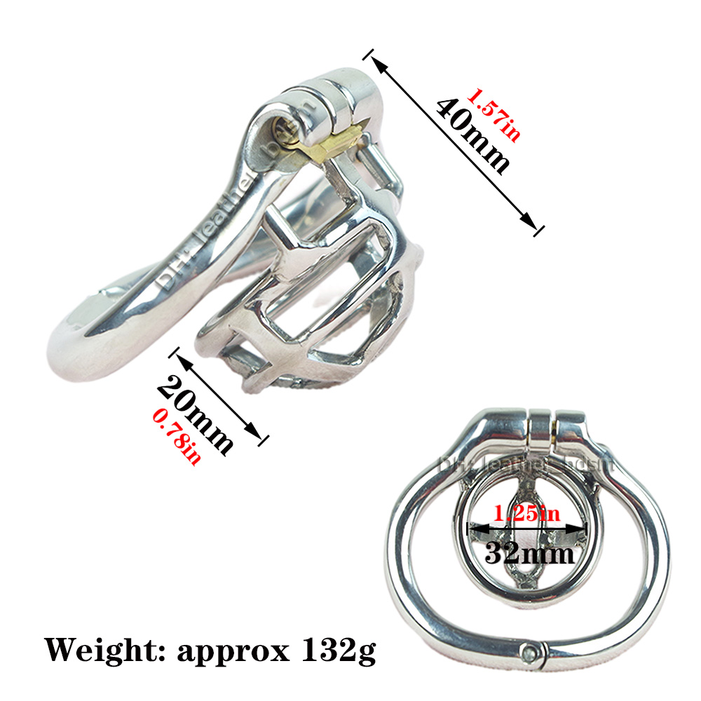 Piccolo dispositivo di castità maschile in acciaio inossidabile Ultimo design Gabbia cazzi con anello pene ad arco Giocattoli sessuali uomini Blocco uretrale Gioco adulti
