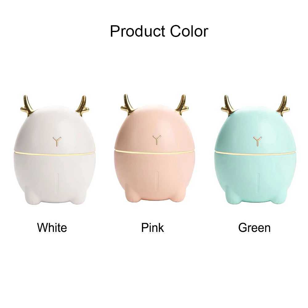 Humidifiers 200ML Mini Air Humidifier Cute Deer-shaped Portable Humidifier Aroma Essential Oil Diffuser Mist Maker for Home/Office/Car Use