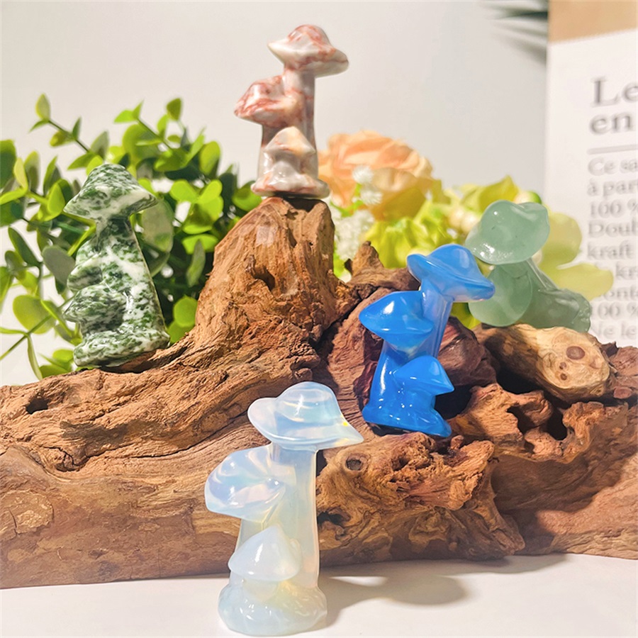 Natural Crystal Mini Healing Crystal Mushrooms Chakra Stone Decorations For Home Balancing.