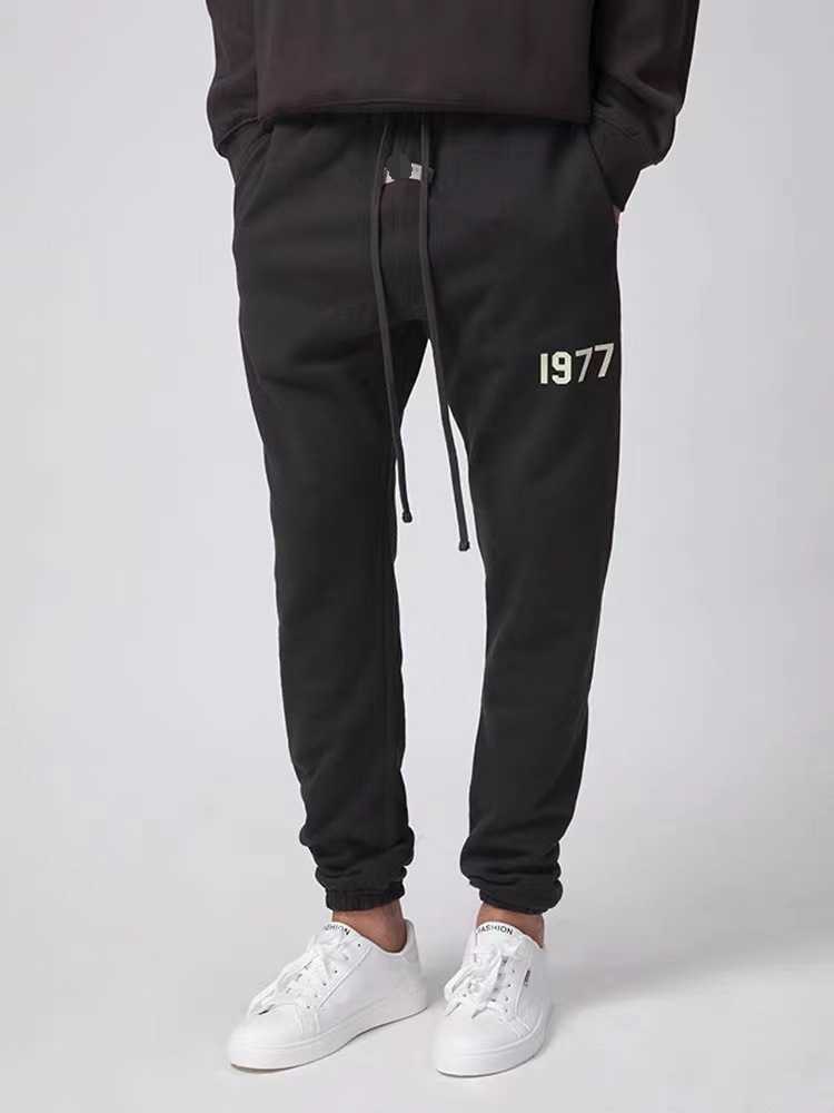 Men`s Pants Plus Plush  Same Style Eighth Season Double Line Long Pants for Men and Women Fgo High Street Loose Casual Hoodie