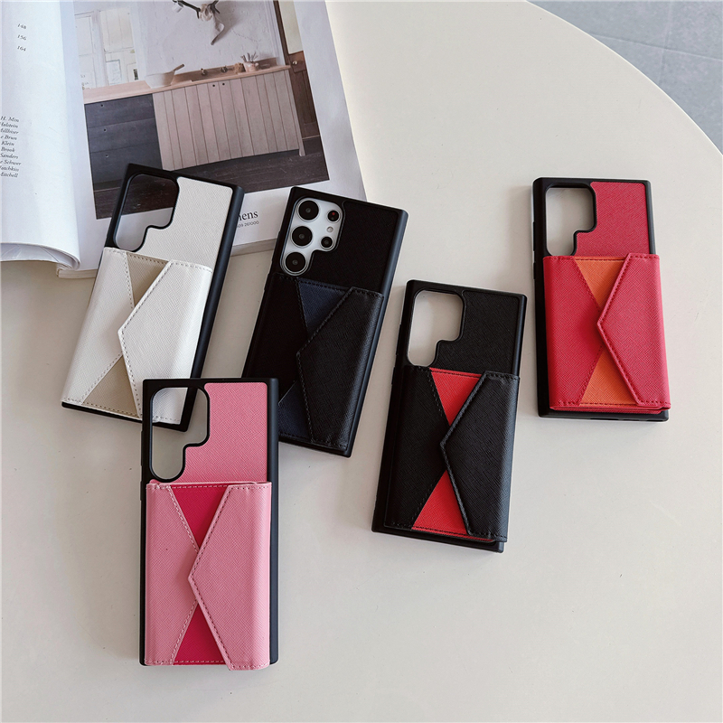 iPhone 15 Plus의 고급 Folio Vogue Phone Case Case 14 13 12 Pro Max Samsung Galaxy S23 S22 Ultra Stylish 비즈니스 다중 카드 슬롯 패치 워크 가죽 지갑 뒤 덮개