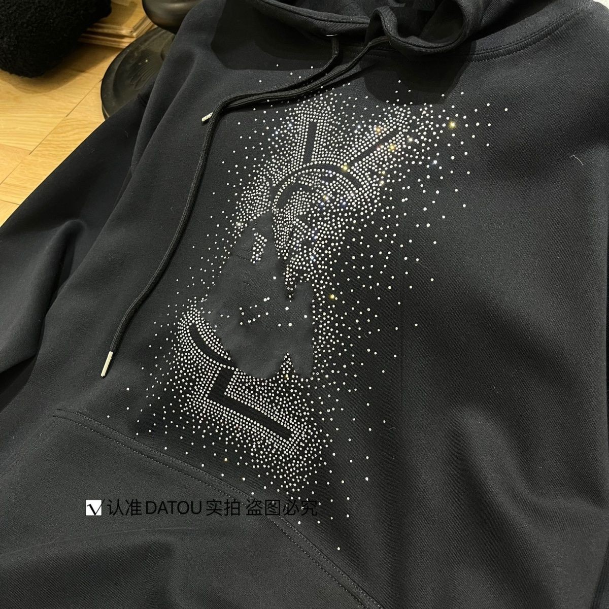 Kvinnors huva lösa modedesign Rhinestone Logo Letter Mönster cool plus sammet inuti tröja hoodies mlxlxxl3xl