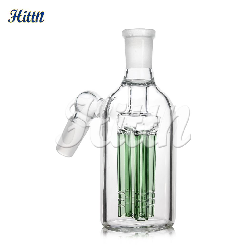 Aschefänger 14mm 45 Grad 4 Baumarme Perkolator Hand geblasenes Glas Bong Dab Öl Rig Recycler Rauchzubehör No Logo 2024 Neu