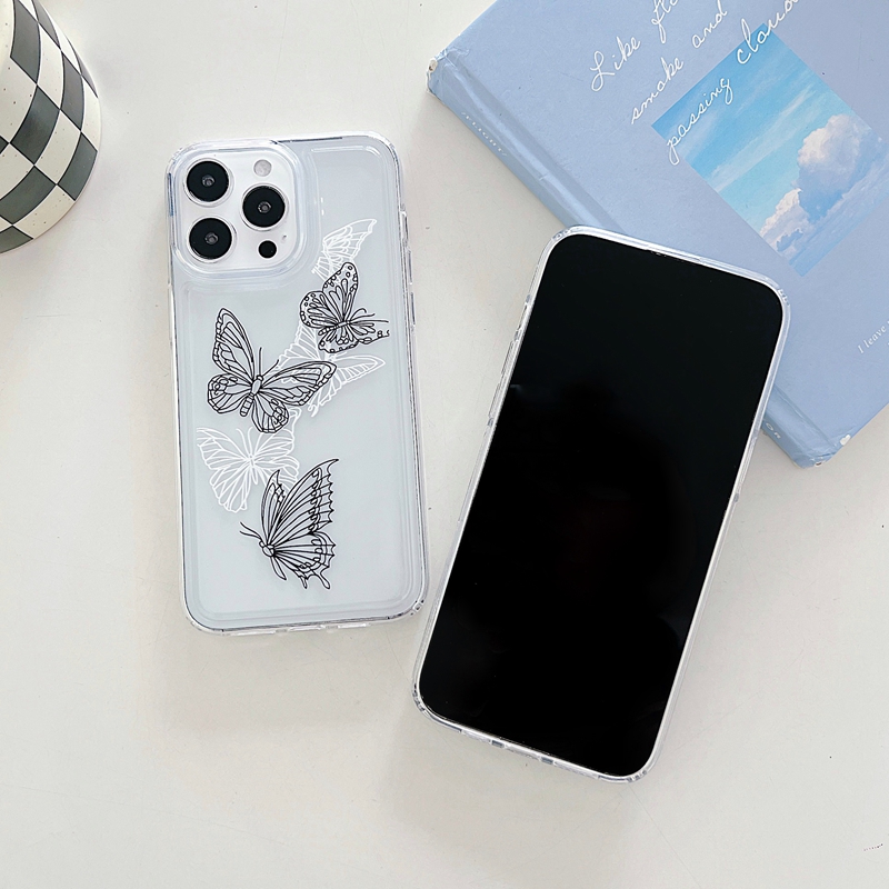 Мягкие чехлы из ТПУ с бабочкой и розой для iPhone 15 Plus 14 Pro Max 13 12 11, модные прозрачные силиконовые чехлы для мужчин и женщин, противоударная задняя крышка для сотового телефона, кожаный чехол