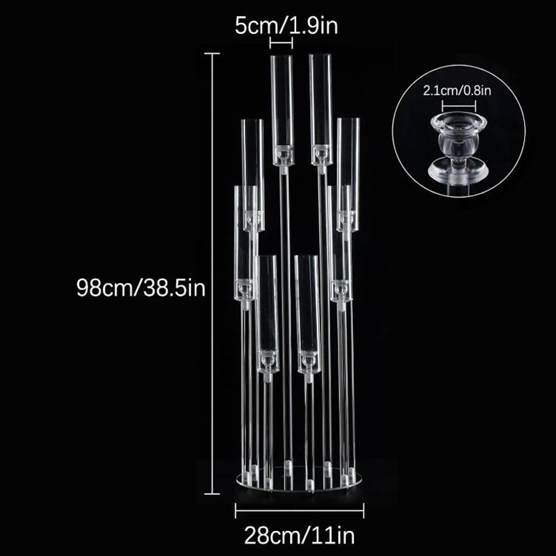 8 Arms Clear Candlesticks Holder 38,5 tum Tall Arcylic Candelabra Candle Holder Events Party Wedding Table Centerpiece