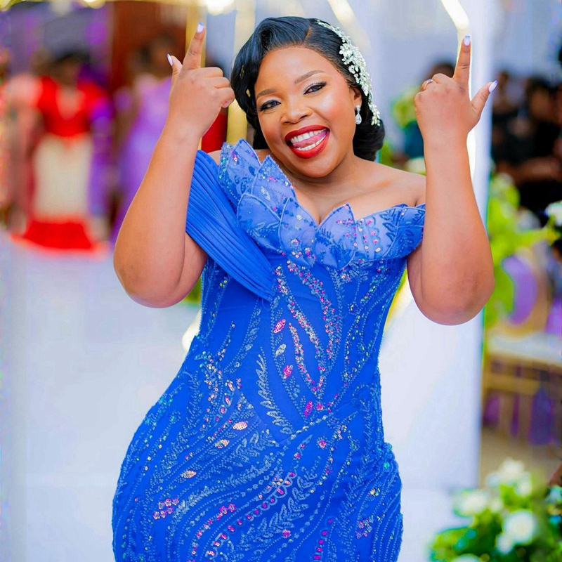 African Nigeria Plus Size Aso Ebi Prom klänningar Blue Mermaid spets en axelkväll Formell klänning för speciella tillfällen födelsedagsfestklänningar engagemang klänning nl250