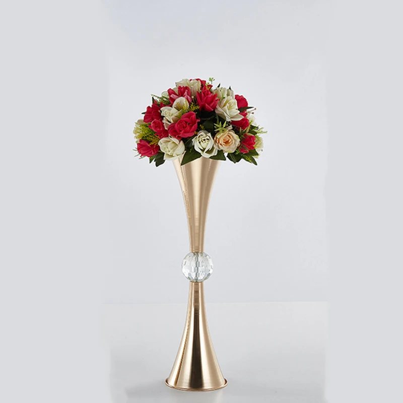 Gouden Vazen Metalen Bloemen Pot Bruiloft Centerpieces Evenement Bloem Weg Lood Voor Thuis Hotel Decoratie 10 stks/partij