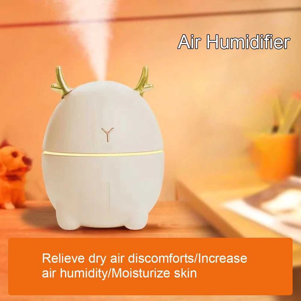 Humidifiers 200ML Mini Air Humidifier Cute Deer-shaped Portable Humidifier Aroma Essential Oil Diffuser Mist Maker for Home/Office/Car Use