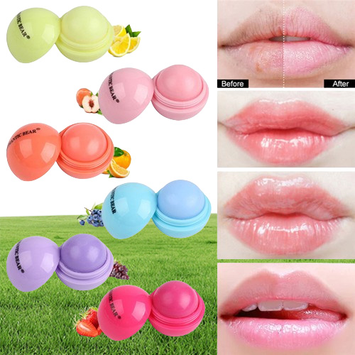 Round Ball Smooth Lip Balm Fruit Sweet Organic Lipstick Moisturizer Nutritious Hydrating Chapstick Sphere Lips Makeup free shipping3343003