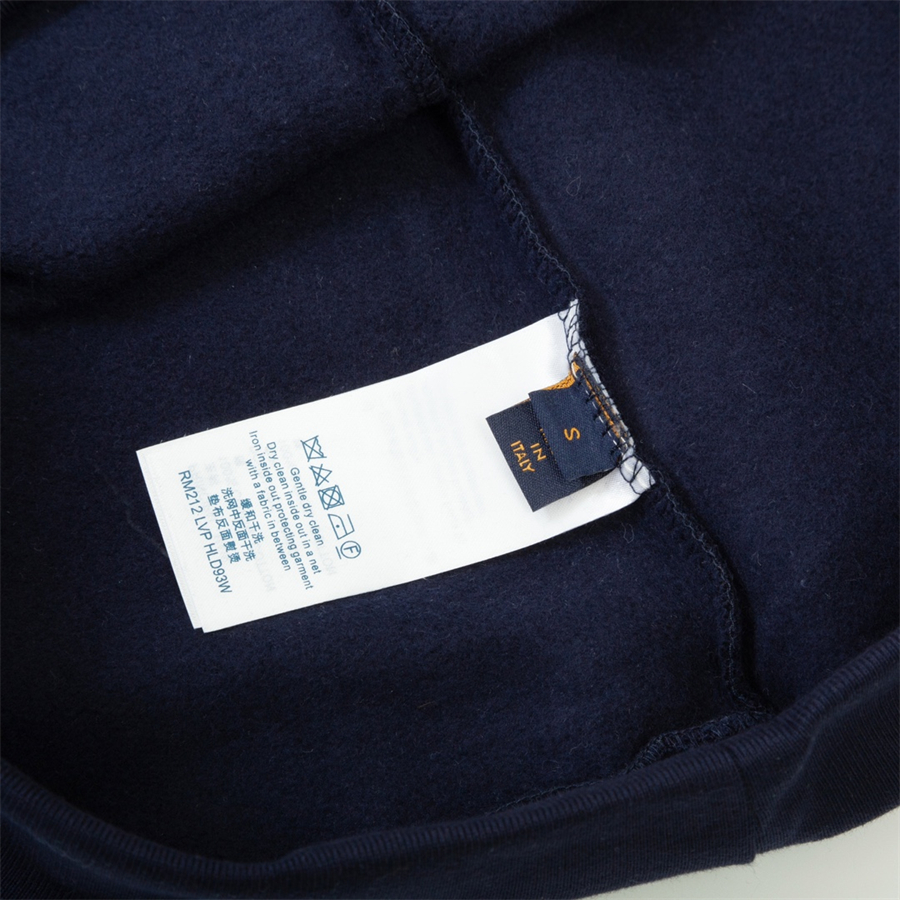 Herren-Kapuzenpullover, europäischer und amerikanischer Trendpullover, bunte Schmetterlingsstickerei, reine Baumwolle, locker sitzender, lässiger Rundhals-Kapuzenpullover, blauer Kapuzenpullover