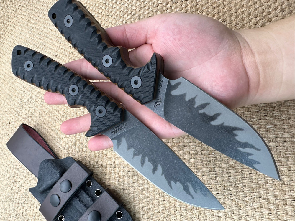 Sonderangebot High-End MBS M27 Survival Straight Messer Z-Wear Stone Wash Drop Point Klinge Full Tang G10 Griff Feststehende Messer mit Leder Kydex