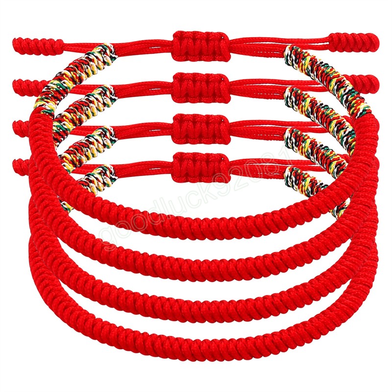 4stLucky Rope Knot Hand flätad trådsträng charmarmband för kvinnor justerbar smyckemode gåva armband