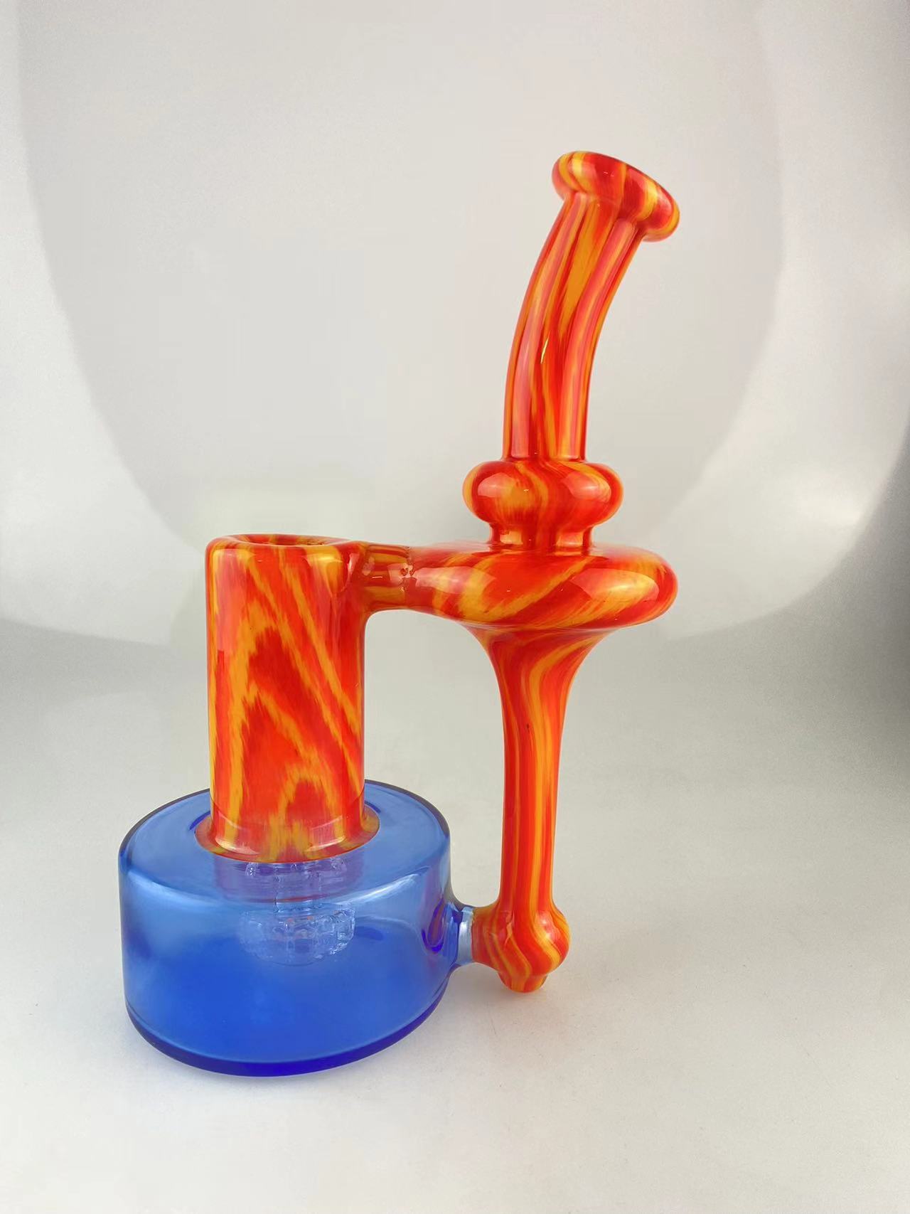 Pipe fumatori RBR colorate con arancione fuoco e fiori di cobalto, giunto da 14 mm dal design accattivante, gradite su ordinazione